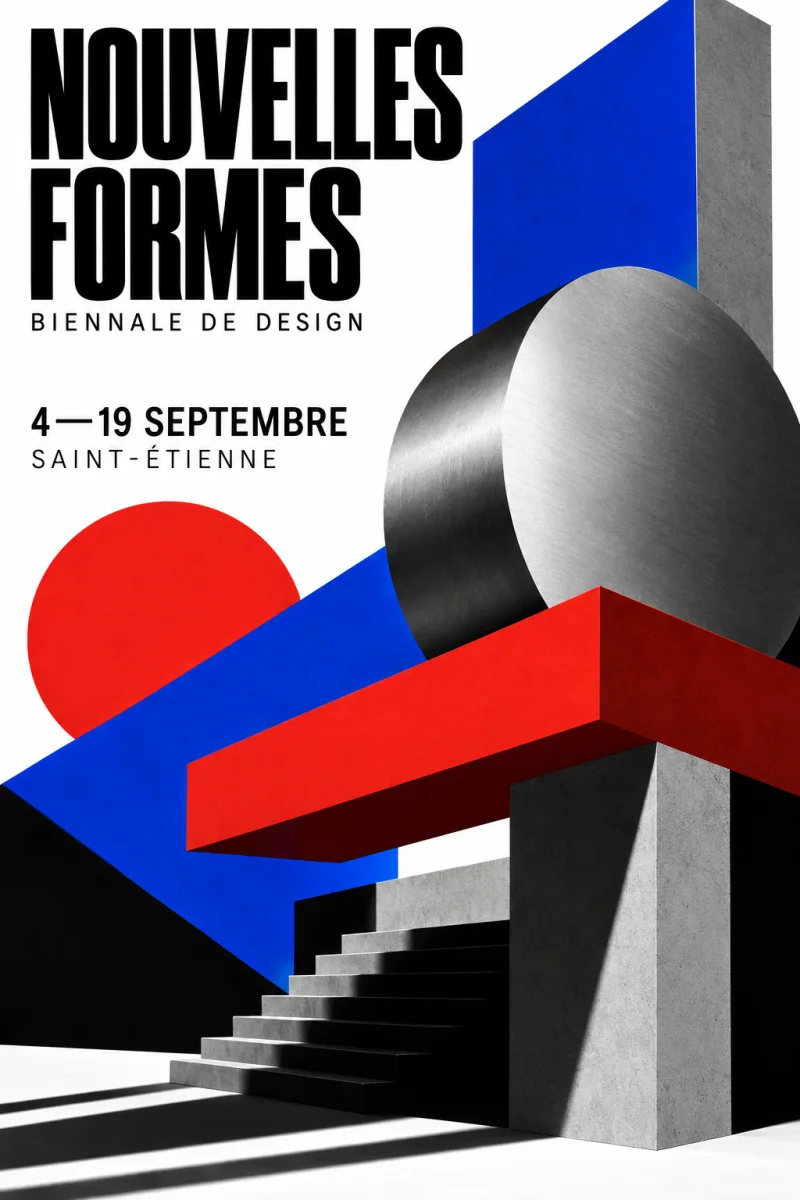 Affiche française Nouvelles formes au style néo-constructiviste