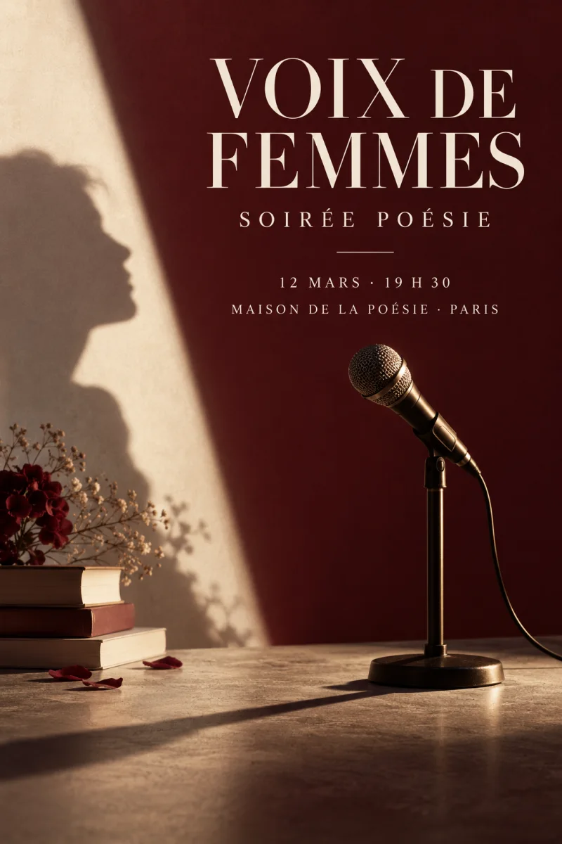 Affiche française Voix de femmes au style éditorial minimaliste